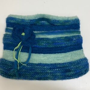 Blue Striped Wool Clutch
